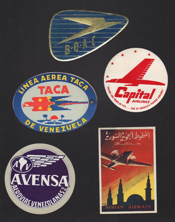 Airline Baggage Stickers, Dates Unknown (Source: Baldwin Family)